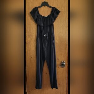 Planet Gold Black Sleeveless Jumpsuit with Drawstring Waist